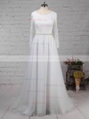 Princess Scoop Neck Lace Tulle Sweep Train Beading Wedding Dresses #Milly00023246
