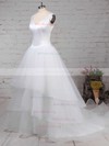 Ball Gown V-neck Satin Tulle Sweep Train Tiered Wedding Dresses #Milly00023312