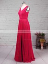 A-line V-neck Chiffon Floor-length Split Front Bridesmaid Dresses #Milly01013579