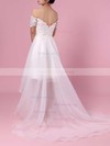 A-line Off-the-shoulder Organza Asymmetrical Appliques Lace Wedding Dresses #Milly00023363