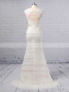 Trumpet/Mermaid Scoop Neck Lace Floor-length Sashes / Ribbons Wedding Dresses #Milly00023364