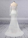 Trumpet/Mermaid Off-the-shoulder Tulle Satin Chiffon Sweep Train Appliques Lace Wedding Dresses #Milly00023368