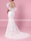 Trumpet/Mermaid Scoop Neck Lace Chiffon Sweep Train Appliques Lace Wedding Dresses #Milly00023391