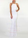 Sheath/Column Scoop Neck Lace Sweep Train Wedding Dresses #Milly00023476