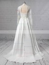 Ball Gown V-neck Satin Tulle Sweep Train Appliques Lace Wedding Dresses #Milly00023383