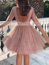 Princess Scoop Neck Glitter Knee-length Sashes / Ribbons Prom Dresses #Milly020106506