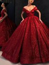 Ball Gown Off-the-shoulder Shimmer Crepe Floor-length Prom Dresses #Milly020106520