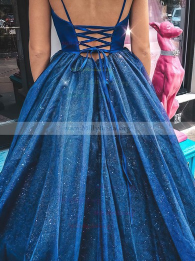 Ball Gown V-neck Glitter Floor-length Prom Dresses #Milly020106530