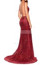 Sheath/Column V-neck Sequined Floor-length Prom Dresses #Milly020106541