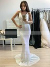 Trumpet/Mermaid V-neck Sequined Sweep Train Prom Dresses #Milly020106551