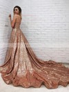Princess V-neck Sequined Court Train Prom Dresses #Milly020106552
