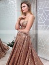 Princess V-neck Sequined Court Train Prom Dresses #Milly020106552