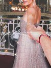 A-line Square Neckline Glitter Floor-length Prom Dresses #Milly020106553