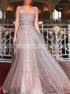 A-line Square Neckline Glitter Floor-length Prom Dresses #Milly020106553
