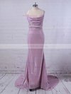 Trumpet/Mermaid Cowl Neck Shimmer Crepe Sweep Train Prom Dresses #Milly020106557