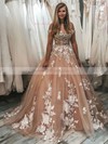 Ball Gown Off-the-shoulder Tulle Sweep Train Appliques Lace Wedding Dresses #Milly00023566