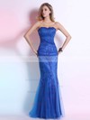 Elegant Royal Blue Tulle Trumpet/Mermaid Sweetheart with Embroidered Prom Dress #02014294