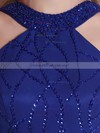 Gorgeous Scoop Neck Royal Blue Satin Tulle Beading Trumpet/Mermaid Prom Dress #02014295