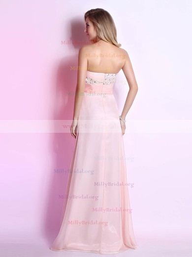 Sweetheart Pink Chiffon Flower(s) and Crystal Detailing A-line Prom Dress #02023105