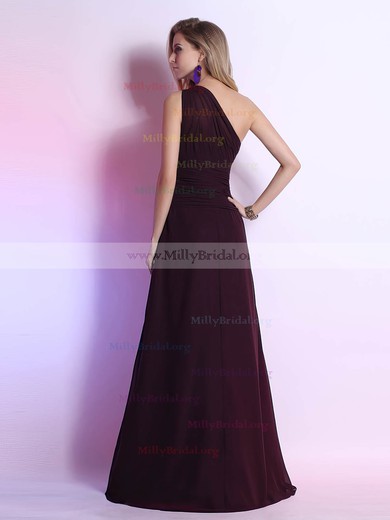 One Shoulder Floor-length Chiffon with Ruffles and Pleats Pretty Prom Dresses #02023106
