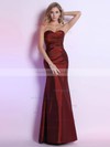 Popular Burgundy Taffeta Trumpet/Mermaid Sweetheart with Flower(s) Prom Dresses #02014303