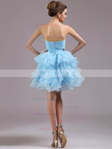 New Sweetheart Ball Gown Organza Crystal Detailing Blue Homecoming Dresses #02051672