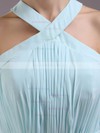 Cute Light Sky Blue Chiffon Halter Knee-length with Appliques Lace Prom Dresses #02042240