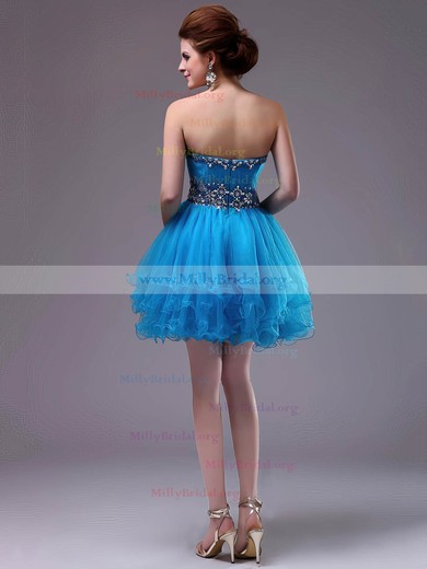 Short/Mini Tulle Sweetheart with Beading and Cascading Ruffles Prom Dresses #02051683