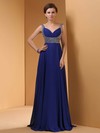 Royal Blue A-line Chiffon Sequins and Pleats Popular Sweetheart Prom Dresses #02023236