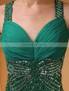 Online Dark Green Chiffon Sweetheart Sequins Open Back Prom Dress #02014450