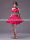 Discount One Shoulder Watermelon Chiffon Sequins Short/Mini Prom Dress #02013710
