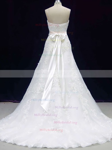 Luxurious A-line with Sashes/Ribbons Sweetheart Ivory Lace Wedding Dress #00020606