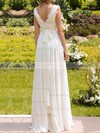 Chiffon And Lace Floor-length Sashes/Ribbons Affordable White V-neck Wedding Dresses #00020925