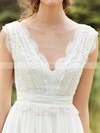 Chiffon And Lace Floor-length Sashes/Ribbons Affordable White V-neck Wedding Dresses #00020925