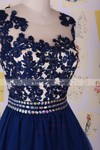 Short/Mini Royal Blue Noble Tulle Scoop Neck Appliques Lace Prom Dress #02017745