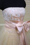 Ball Gown Strapless Satin Tulle Short/Mini Appliques Lace Prom Dresses #02017613