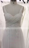 Sweetheart Court Train Tulle with Appliques Lace Zipper White Wedding Dresses #00021355