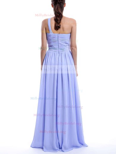 A-line Lilac Chiffon Ruffles Popular One Shoulder Bridesmaid Dress #01012431