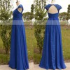 Trendy Sweetheart Chiffon Tulle Cap Straps Appliques Lace Royal Blue Mother of the Bride Dress #01021567