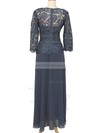 3/4 Sleeve V-neck Lace Chiffon Floor-length Gorgeous Mother of the Bride Dress #01021558