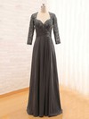 Elegant V-neck Lace Chiffon Beading 3/4 Sleeve Floor-length Mother of the Bride Dress #01021561