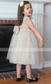 Scoop Neck Straps Tulle with Bow A-line Popular Flower Girl Dress #01031806