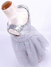 Ankle-length Sparkly Tulle Sequined Ruffles V-neck Flower Girl Dress #01031821