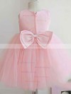 Pink Scoop Neck Tulle Elastic Woven Satin with Bow Back Ankle-length Flower Girl Dress #01031824