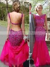 Champagne Backless Tulle Crystal Detailing Trumpet/Mermaid Luxurious Prom Dress #02018678