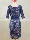 Royal Blue Sheath/Column Scoop Neck Lace Knee-length 1/2 Sleeve Mother of the Bride Dresses #01021595