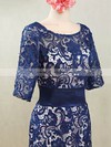 Royal Blue Sheath/Column Scoop Neck Lace Knee-length 1/2 Sleeve Mother of the Bride Dresses #01021595