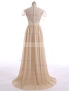 Lace Chiffon with Sashes/Ribbons Champagne Popular Short Sleeve Mother of the Bride Dress #01021600