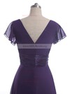 Short Sleeve V-neck Elegant Lavender Chiffon with Bow Short/Mini Mother of the Bride Dresses #01021601