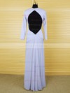 Scoop Neck Ruffles Chiffon New Style Open Back Ivory Long Sleeve Mother of the Bride Dress #01021609